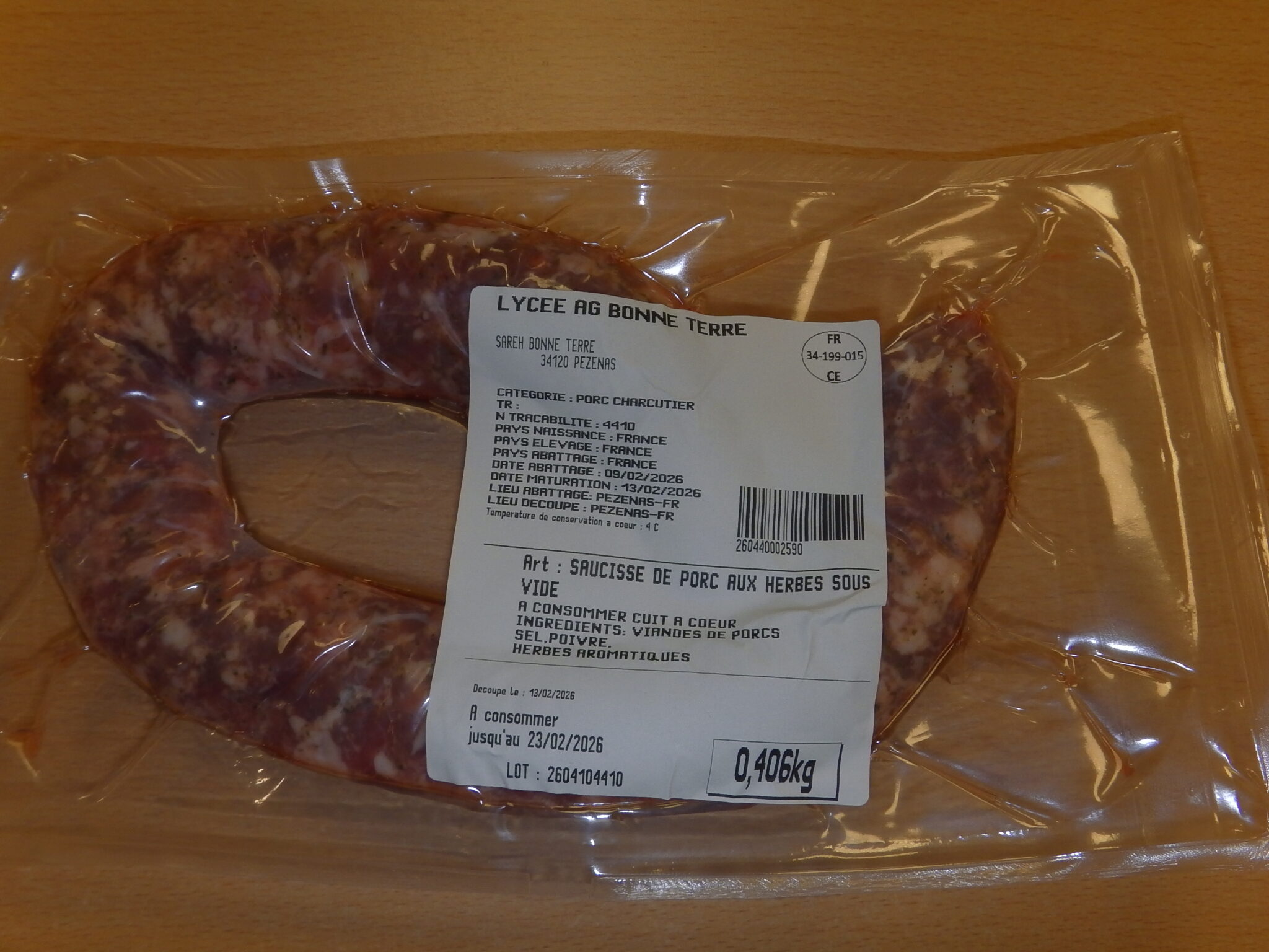 Saucisse de PORC aux herbes – Image 2